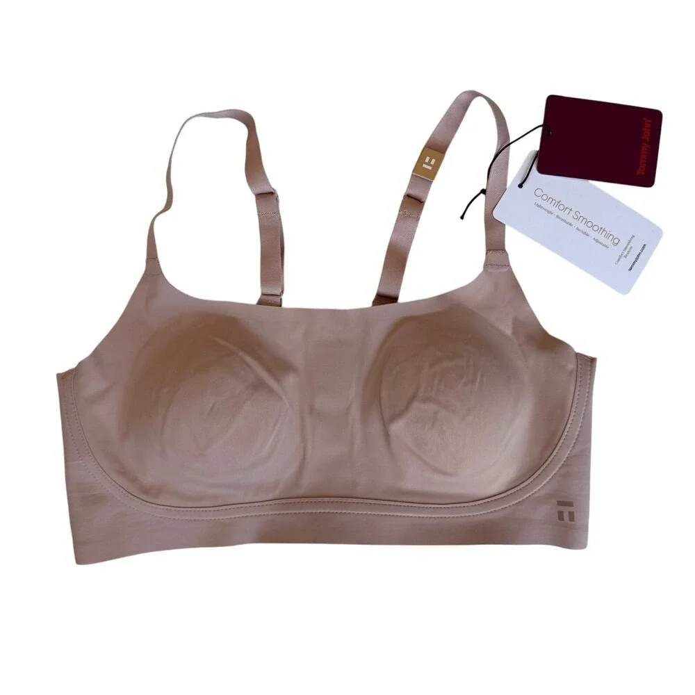 Beige Womens Comfort Smooth Bralette Small Pullover Removable‎ Pads Tan Wireless